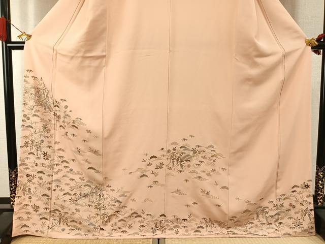 平和屋着物●訪問着　総刺繍　松竹梅　金糸　ロング丈　正絹　逸品　AABI9445fy