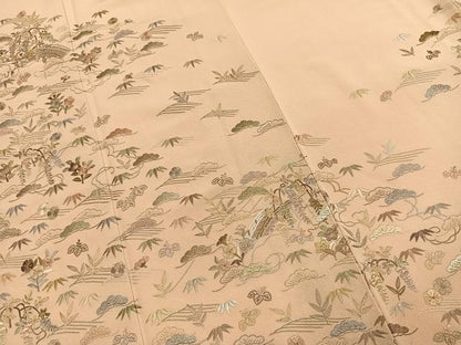 平和屋着物●訪問着　総刺繍　松竹梅　金糸　ロング丈　正絹　逸品　AABI9445fy