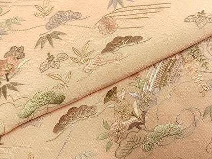 平和屋着物●訪問着　総刺繍　松竹梅　金糸　ロング丈　正絹　逸品　AABI9445fy