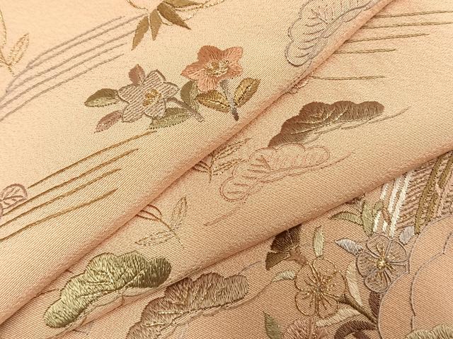 平和屋着物●訪問着　総刺繍　松竹梅　金糸　ロング丈　正絹　逸品　AABI9445fy