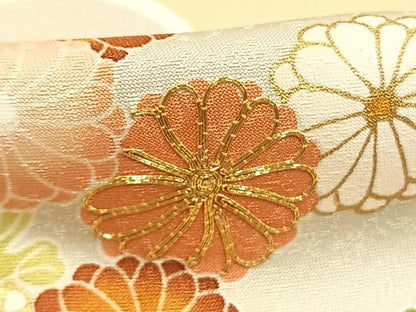平和屋着物●訪問着　駒刺繍　雲取り花文　金彩　正絹　逸品　AABI9446fy