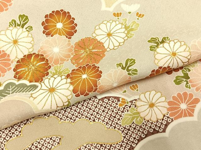 平和屋着物●訪問着　駒刺繍　雲取り花文　金彩　正絹　逸品　AABI9446fy