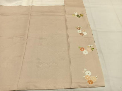 平和屋着物●訪問着　駒刺繍　雲取り花文　金彩　正絹　逸品　AABI9446fy