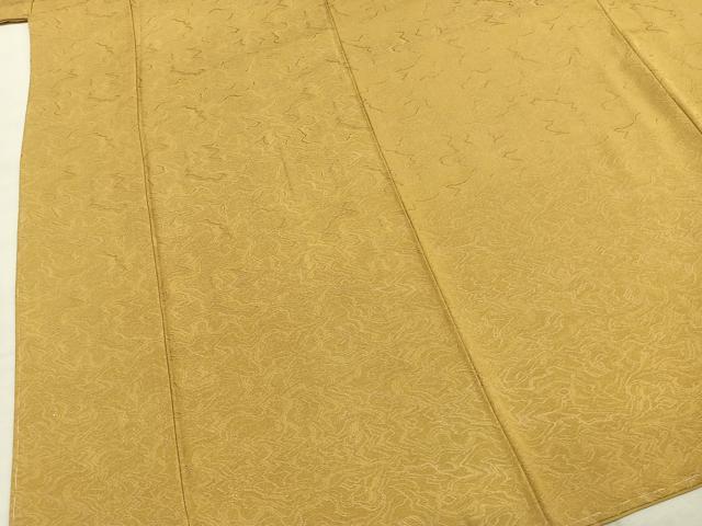 平和屋着物●上質な色無地　墨流し地紋　芥子色　正絹　逸品　未使用　AABI9447fy