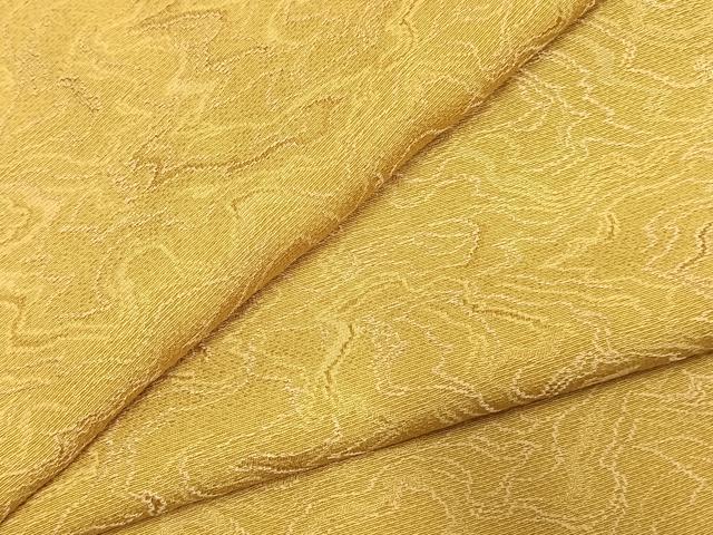 平和屋着物●上質な色無地　墨流し地紋　芥子色　正絹　逸品　未使用　AABI9447fy