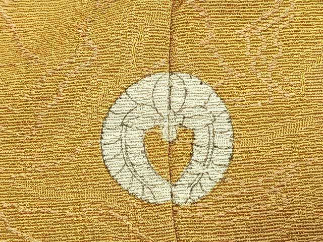平和屋着物●上質な色無地　墨流し地紋　芥子色　正絹　逸品　未使用　AABI9447fy