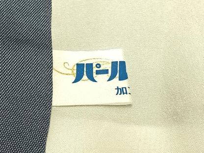 平和屋着物●訪問着　紬地　絞り　藍　型染め　草花文　ロング丈　正絹　逸品　AABI9450fy