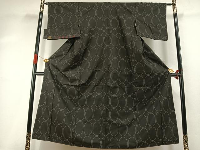 平和屋着物●本場大島紬　一元絣　丸文　反端付き　正絹　逸品　AABI9451fy