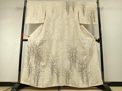 平和屋着物●訪問着　刺繍　草花文　正絹　逸品　未使用　AABI9452fy
