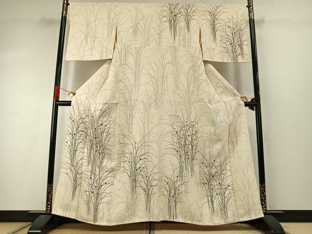平和屋着物●訪問着　刺繍　草花文　正絹　逸品　未使用　AABI9452fy