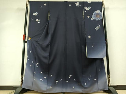 平和屋着物●豪華振袖　舞桜文　暈し染め　正絹　逸品　AABI9453fy