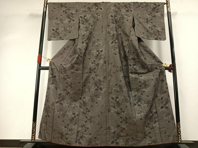 平和屋着物●本場大島紬　カタス7マルキ　花唐草文　正絹　逸品　AABI9454fy