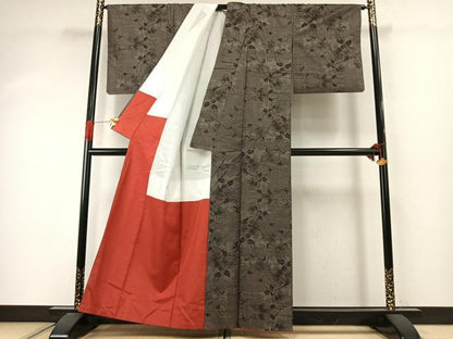 平和屋着物●本場大島紬　カタス7マルキ　花唐草文　正絹　逸品　AABI9454fy