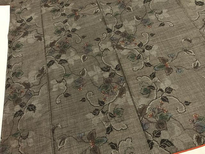 平和屋着物●本場大島紬　カタス7マルキ　花唐草文　正絹　逸品　AABI9454fy