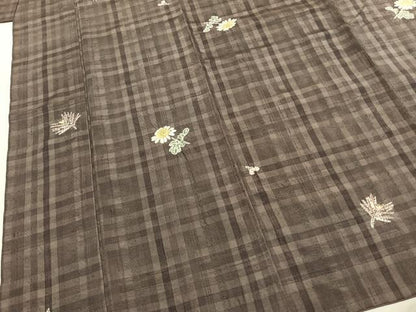 平和屋着物●上質な紬　絞り　草花文　正絹　逸品　AABI9455fy