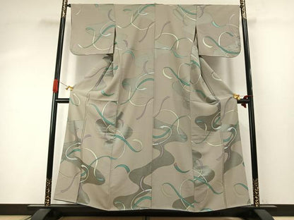 平和屋着物●上質な小紋　地紋起こし　抽象文様　正絹　逸品　未使用　AABI9457fy