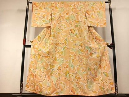 平和屋着物●上質な小紋　地紋起こし　花唐草文　正絹　逸品　AABI9458fy