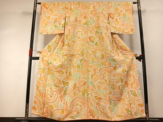平和屋着物●上質な小紋　地紋起こし　花唐草文　正絹　逸品　AABI9458fy