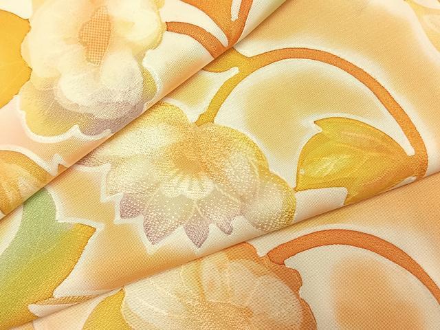 平和屋着物●上質な小紋　地紋起こし　花唐草文　正絹　逸品　AABI9458fy