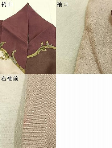平和屋着物●螺鈿作家　甲斐泰造　訪問着　花唐草文　金彩　正絹　逸品　AABI9459fy