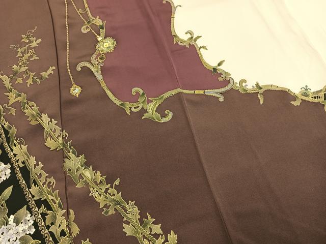 平和屋着物●螺鈿作家　甲斐泰造　訪問着　花唐草文　金彩　正絹　逸品　AABI9459fy