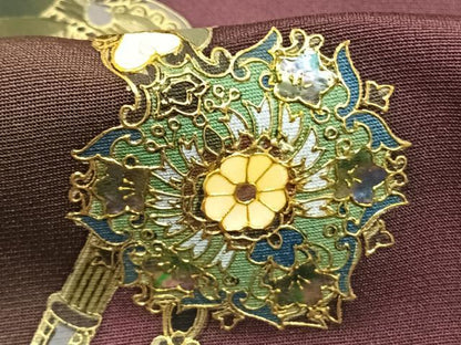 平和屋着物●螺鈿作家　甲斐泰造　訪問着　花唐草文　金彩　正絹　逸品　AABI9459fy