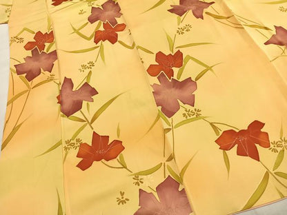 平和屋着物●上質な小紋　地紋起こし　草花文　正絹　逸品　AABI9460fy