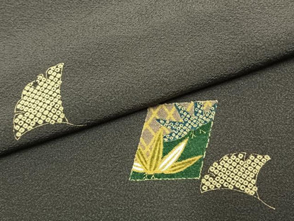 平和屋着物●上質な小紋　銀杏　色紙花文　金彩　正絹　逸品　未使用　AABI9461fy