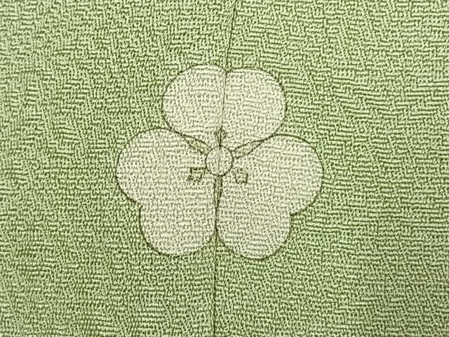 平和屋着物●本加賀友禅作家　毎田仁郎監修　色無地　草花地紋　若芽色　正絹　逸品　AABI9462fy