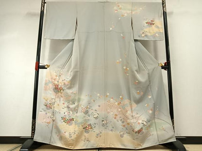 平和屋着物●訪問着　友禅　作家物　草花文　暈し染め　金彩　正絹　逸品　AABI9463fy