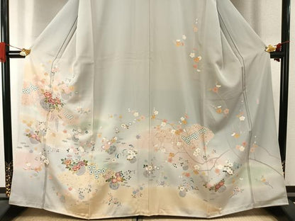 平和屋着物●訪問着　友禅　作家物　草花文　暈し染め　金彩　正絹　逸品　AABI9463fy