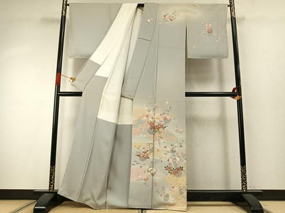 平和屋着物●訪問着　友禅　作家物　草花文　暈し染め　金彩　正絹　逸品　AABI9463fy