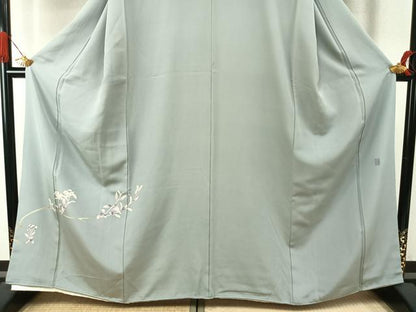 平和屋着物●京加賀糸目友禅作家　山崎巌　色留袖　枝花文　正絹　逸品　AABI9465fy