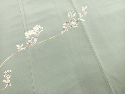 平和屋着物●京加賀糸目友禅作家　山崎巌　色留袖　枝花文　正絹　逸品　AABI9465fy