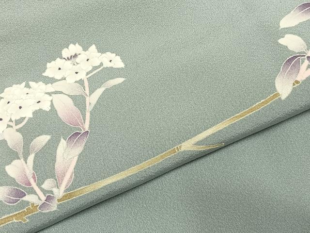 平和屋着物●京加賀糸目友禅作家　山崎巌　色留袖　枝花文　正絹　逸品　AABI9465fy