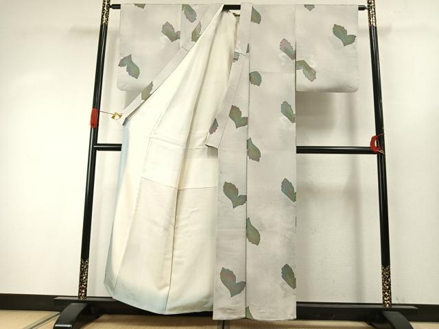 平和屋着物●上質な小紋　地紋起こし　舞葉文　正絹　逸品　AABI9466fy