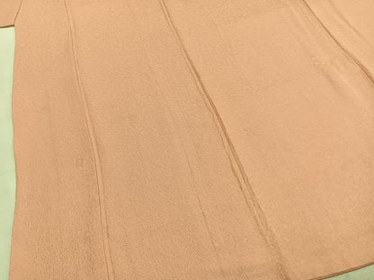 平和屋着物●上質な色無地　舞花地紋　一斤染色　ロング丈　正絹　逸品　AABI9467fy
