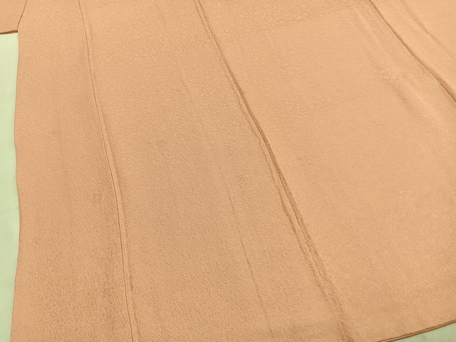 平和屋着物●上質な色無地　舞花地紋　一斤染色　ロング丈　正絹　逸品　AABI9467fy