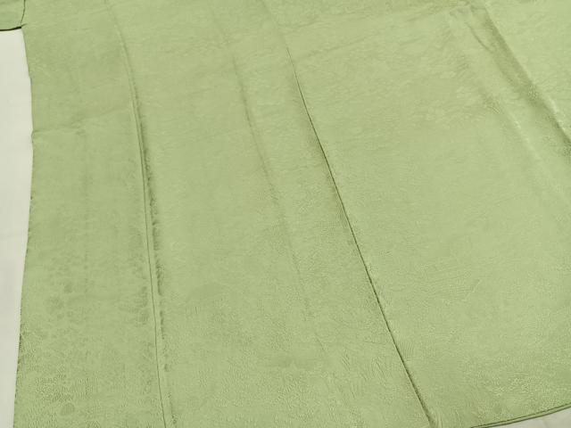 平和屋着物●上質な色無地　作家物　風景地紋　若菜色　さが美扱い　正絹　逸品　AABI9468fy