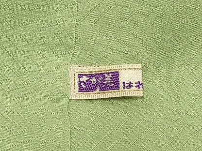 平和屋着物●上質な色無地　作家物　風景地紋　若菜色　さが美扱い　正絹　逸品　AABI9468fy