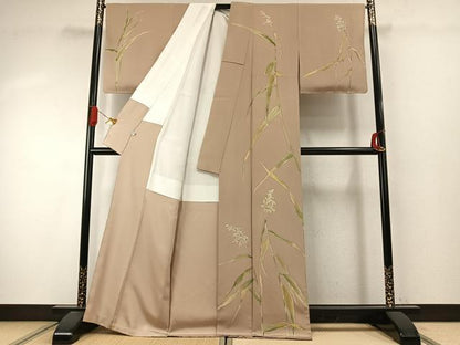 平和屋着物●手描友禅女流作家　一色生子　訪問着　草花文　正絹　逸品　未使用　AABI9469fy