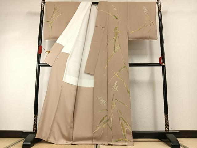 平和屋着物●手描友禅女流作家　一色生子　訪問着　草花文　正絹　逸品　未使用　AABI9469fy