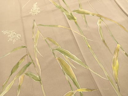 平和屋着物●手描友禅女流作家　一色生子　訪問着　草花文　正絹　逸品　未使用　AABI9469fy