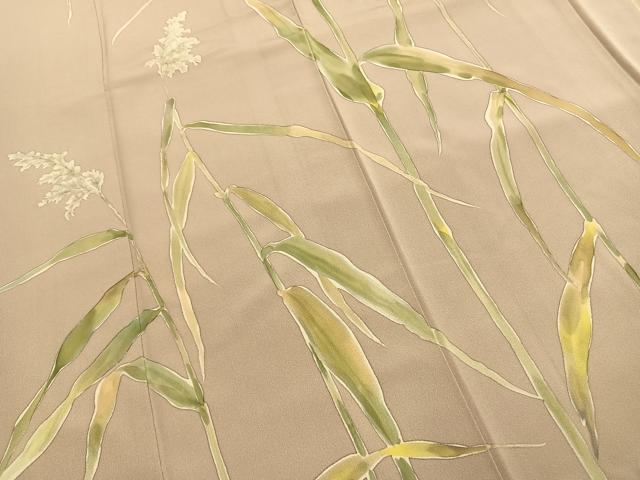 平和屋着物●手描友禅女流作家　一色生子　訪問着　草花文　正絹　逸品　未使用　AABI9469fy