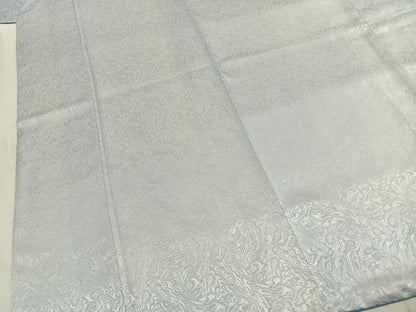 平和屋着物●上質な色無地　墨流し地紋　卯の花色　正絹　逸品　AABI9470fy