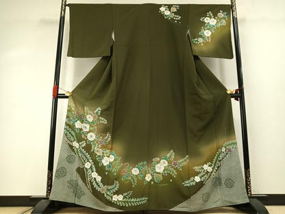 平和屋着物●螺鈿作家　藤本隆士　訪問着　辻が花　暈し染め　金彩　正絹　逸品　AABI9473fy