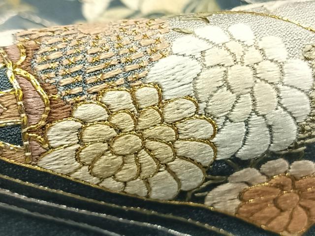 平和屋着物●訪問着　総刺繍　草花文　暈し染め　金銀糸　正絹　逸品　AABI9474fy