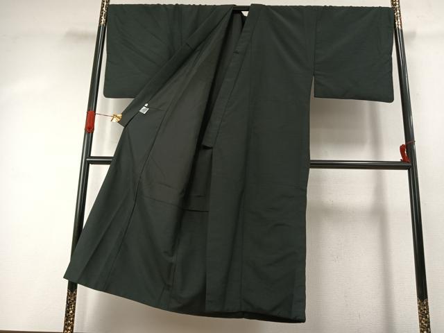 平和屋着物●男性　色無地　アンサンブル　黒地　キングサイズ　洗える着物　AABI9475fy
