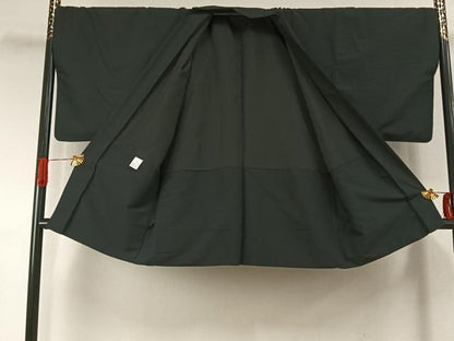 平和屋着物●男性　色無地　アンサンブル　黒地　キングサイズ　洗える着物　AABI9475fy