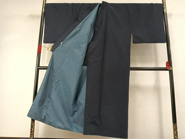 平和屋着物●男性　色無地　紺青色　キングサイズ　洗える着物　AABI9478fy
